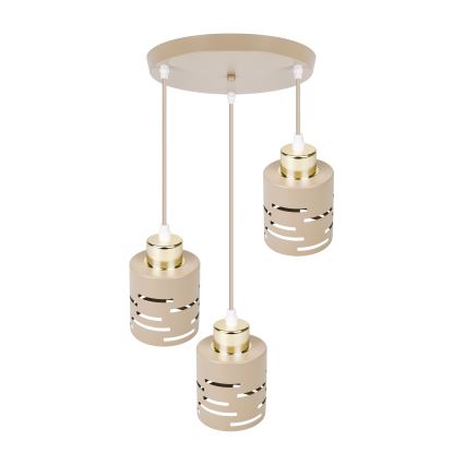 Suspension sur câble ELEN 3xE27/35W/230V, diam. 29 cm, beige/doré