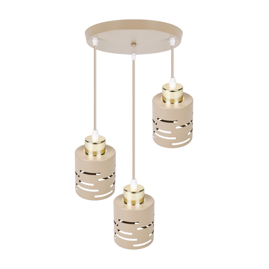 Suspension sur câble ELEN 3xE27/35W/230V, diam. 29 cm, beige/doré