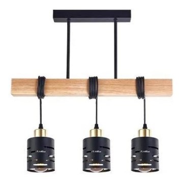 Suspension sur câble ELEN 3xE27/35W/230V noir/doré/marron