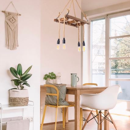 Suspension sur câble EREBOS 4xE27/40W/230V marron