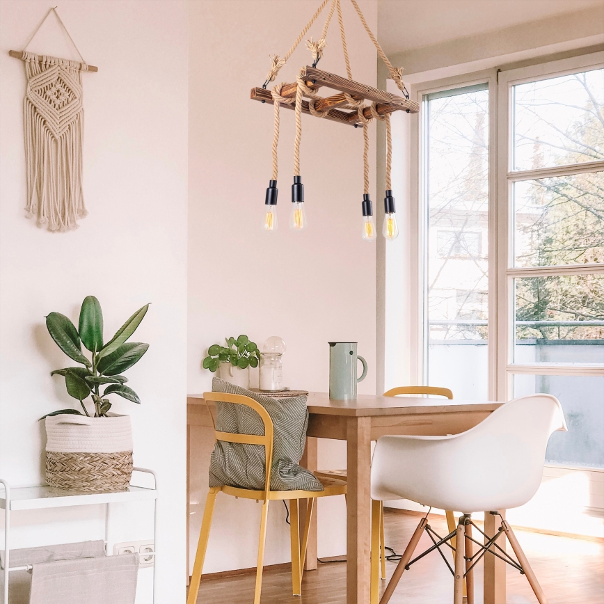 Suspension sur câble EREBOS 4xE27/40W/230V marron