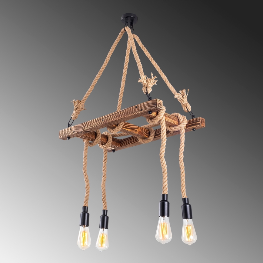 Suspension sur câble EREBOS 4xE27/40W/230V marron