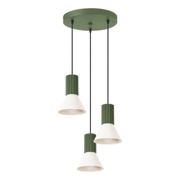 Suspension sur câble ESTRIA 3x E14/10W/230V Ø 30 cm verte
