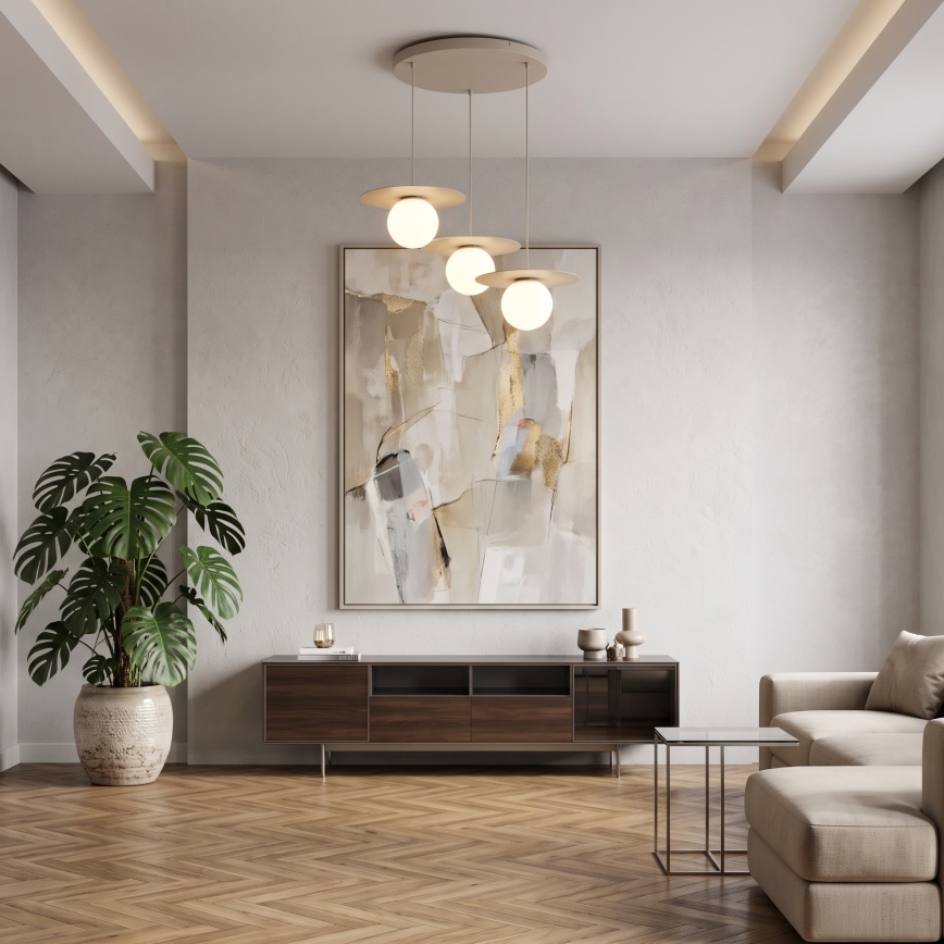 Suspension sur câble FLAT 3xE27/15W/230V beige