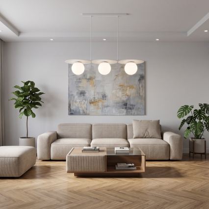 Suspension sur câble FLAT 3xE27/15W/230V blanche