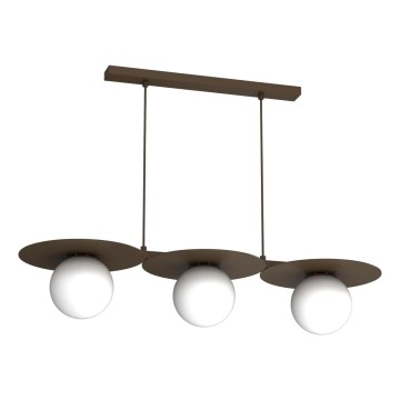 Suspension sur câble FLAT 3xE27/15W/230V marron
