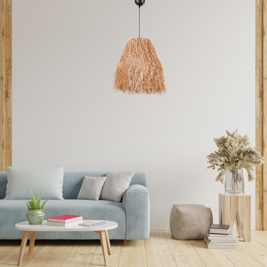 Suspension sur câble FRINGE 1xE27/40W/230V en raphia