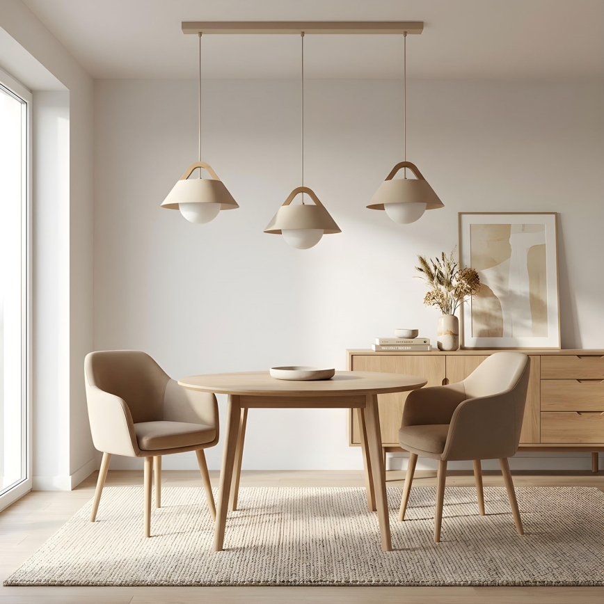 Suspension sur câble FUNDA 3xE27/15W/230V beige