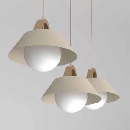 Suspension sur câble FUNDA 3xE27/15W/230V beige