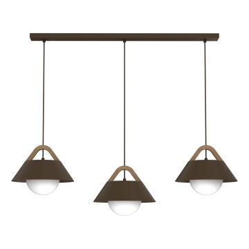 Suspension sur câble FUNDA 3xE27/15W/230V marron