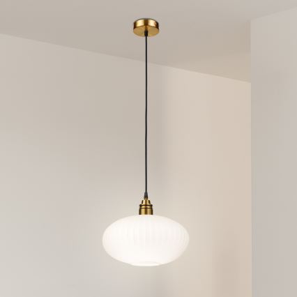 Suspension sur câble HECTOR 1xE27/15W/230V blanc/laiton diam. 30 cm