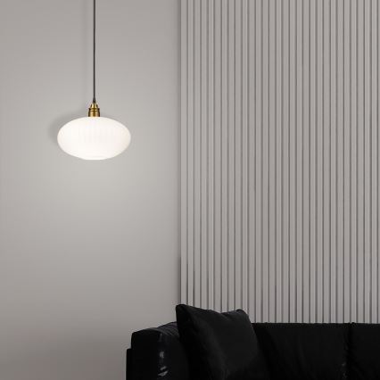 Suspension sur câble HECTOR 1xE27/15W/230V blanc/laiton diam. 30 cm