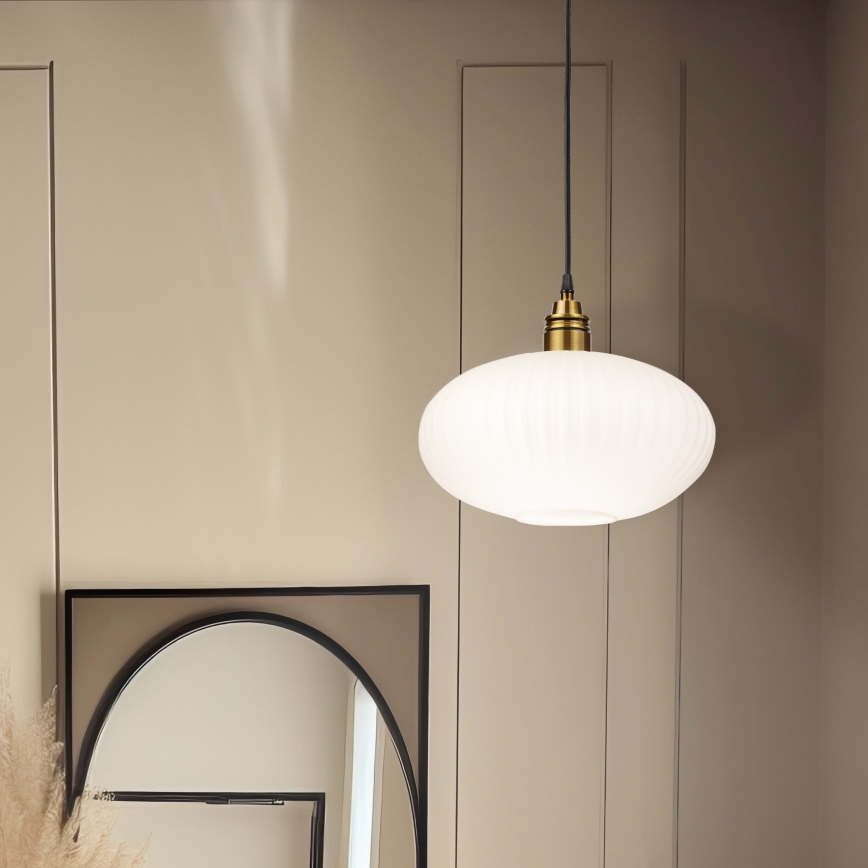 Suspension sur câble HECTOR 1xE27/15W/230V blanc/laiton diam. 30 cm