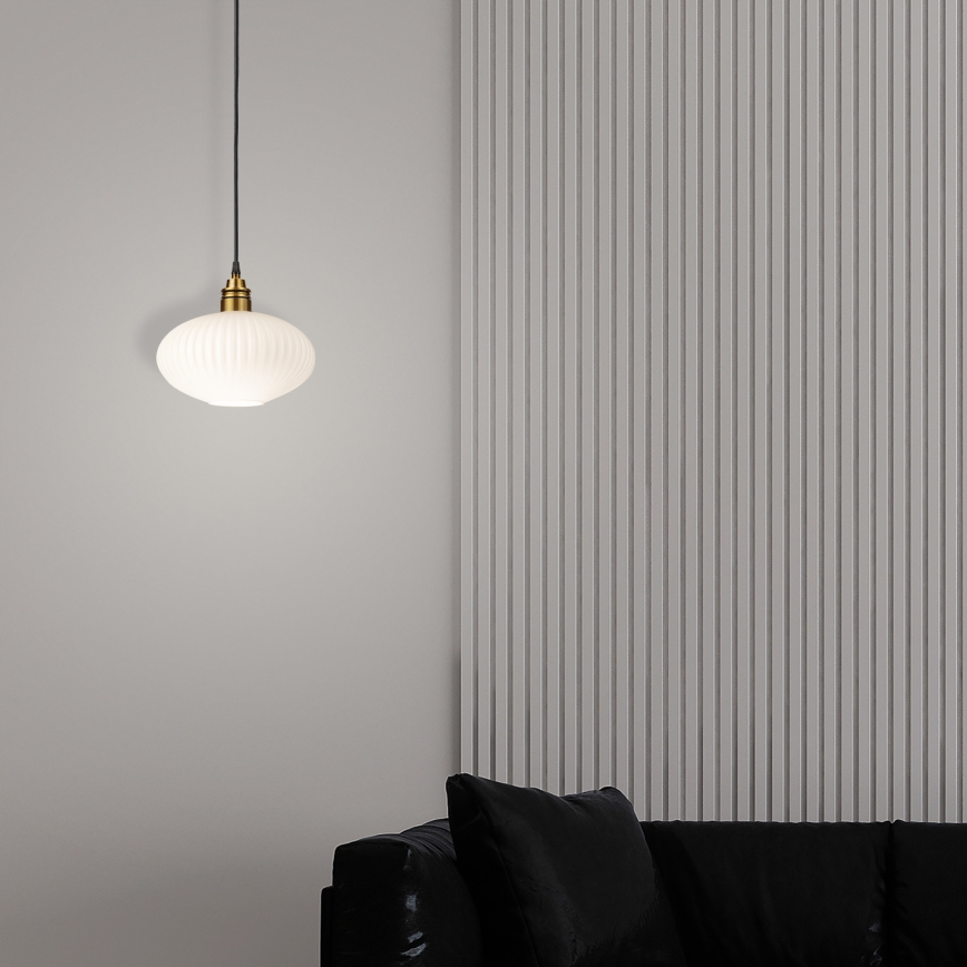 Suspension sur câble HECTOR 1xE27/15W/230V blanc/laiton, diamètre 25 cm