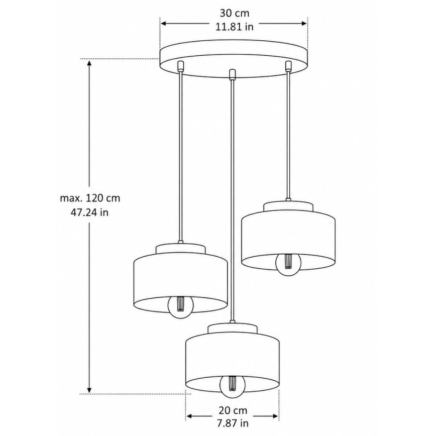 Suspension sur câble IGNIA 3xE27/60W/230V bordeaux/doré