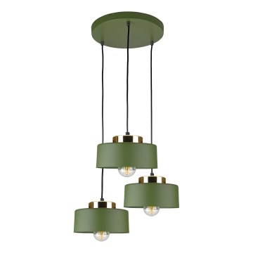 Suspension sur câble IGNIA 3xE27/60W/230V verte