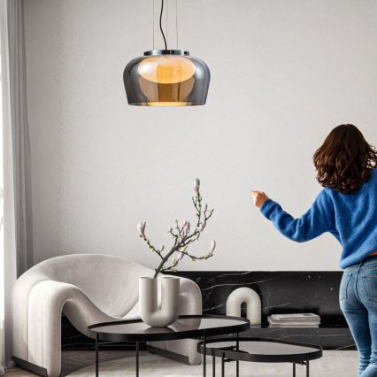 Suspension sur câble INSIEME 1xGX53/10W/230V Ø 38 cm noir fumé