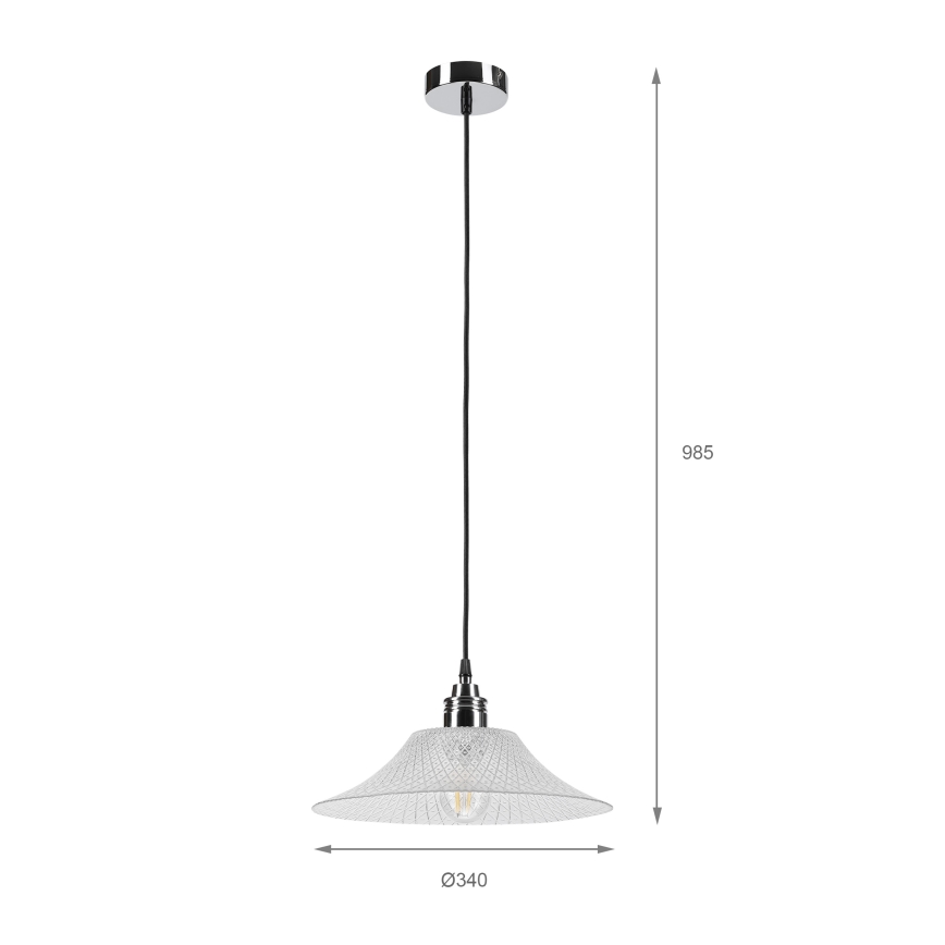 Suspension sur câble JULL 1xE27/15W/230V chrome brillant/transparent