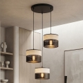 Suspension sur câble KARBON 3xE27/15W/230V noir/gris