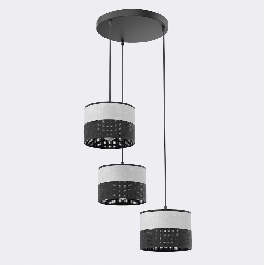 Suspension sur câble KARBON 3xE27/15W/230V noir/gris