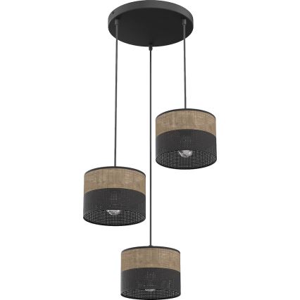 Suspension sur câble KARBON 3xE27/15W/230V noir/marron