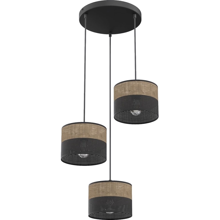Suspension sur câble KARBON 3xE27/15W/230V noir/marron