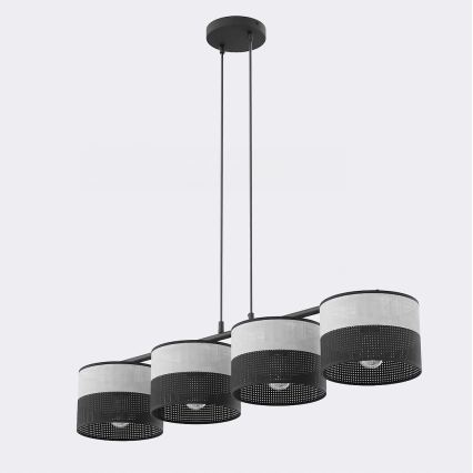 Suspension sur câble KARBON 4xE27/15W/230V noir/gris