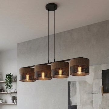 Suspension sur câble KARBON 4xE27/15W/230V noir/marron