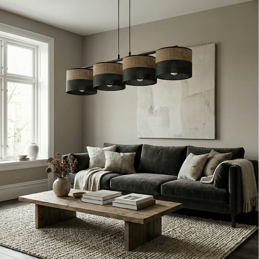 Suspension sur câble KARBON 4xE27/15W/230V noir/marron