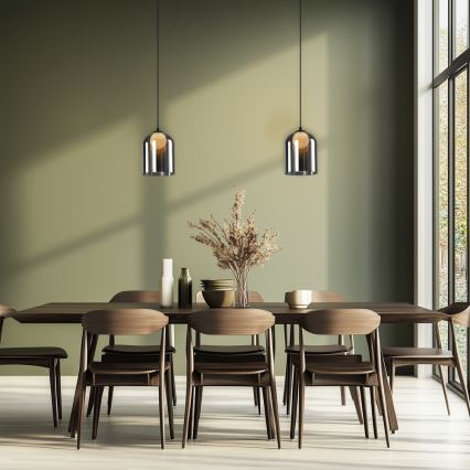 Suspension sur câble KLEA 1xG9/15W/230V noir fumé