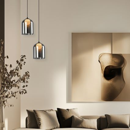 Suspension sur câble KLEA 1xG9/15W/230V noir fumé