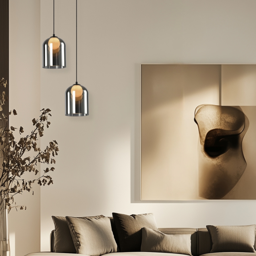 Suspension sur câble KLEA 1xG9/15W/230V noir fumé