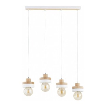 Suspension sur câble LARSO 4xE27/15W/230V blanc/beige