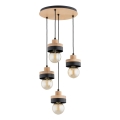 Suspension sur câble LARSO 4xE27/15W/230V noir/beige