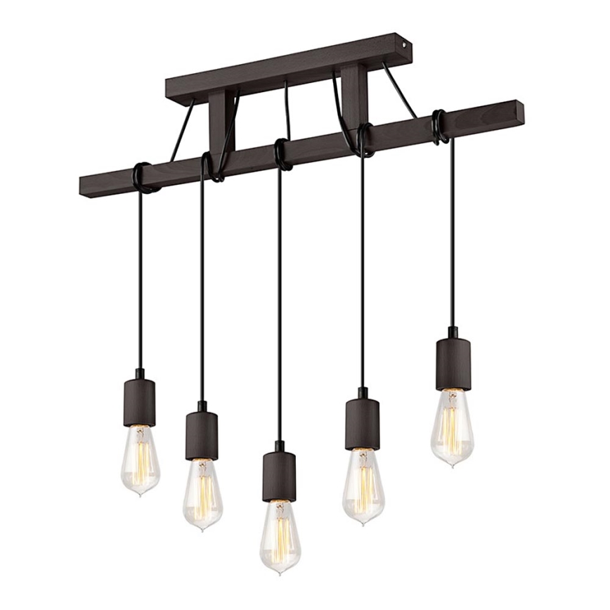 Suspension sur câble LEON 5xE27/60W/230V hêtre