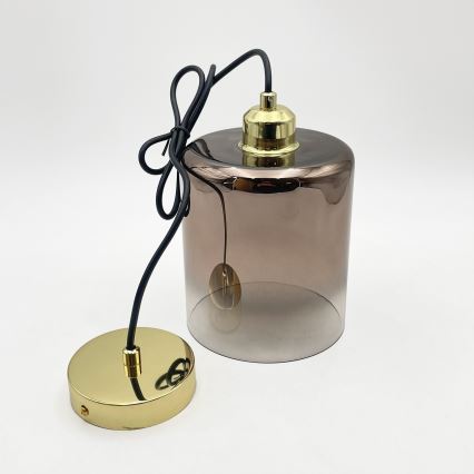 Suspension sur câble LIAH 1xE27/15W/230V doré/marron fumé