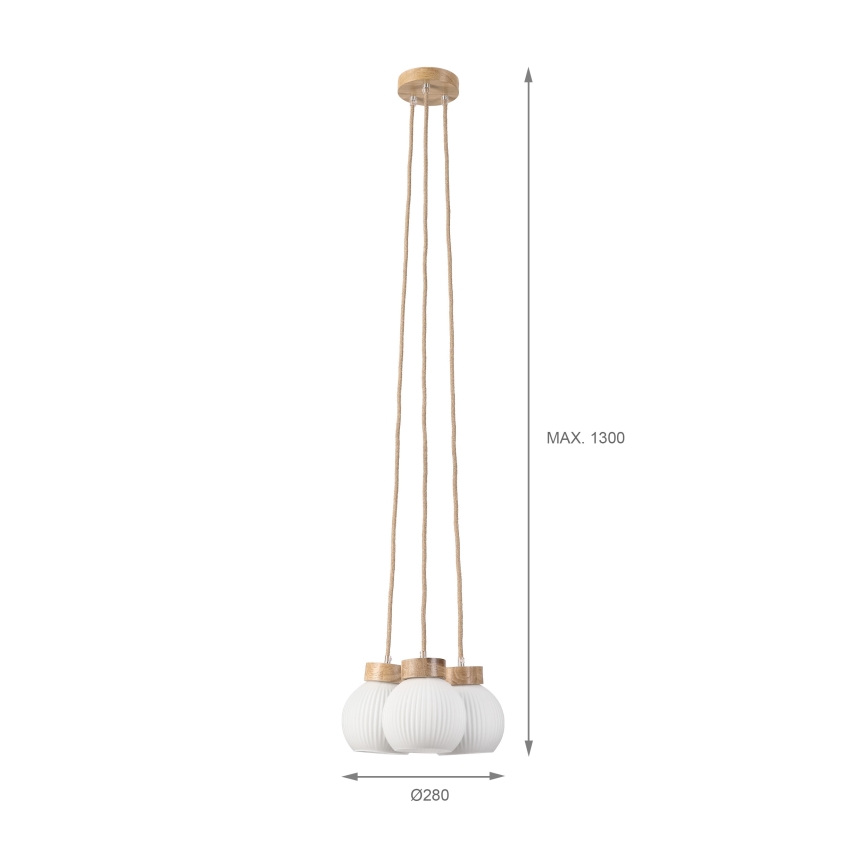 Suspension sur câble LOOMIS 3xE27/15W/230V 130 cm beige/chêne