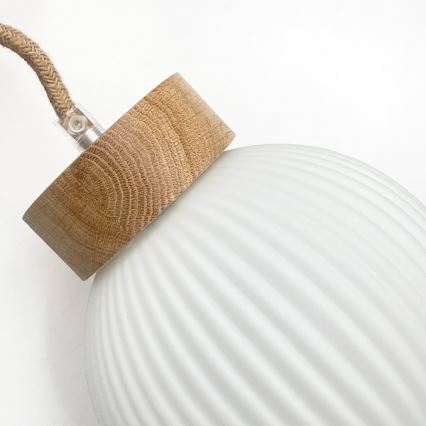 Suspension sur câble LOOMIS 3xE27/15W/230V 83 cm beige/chêne