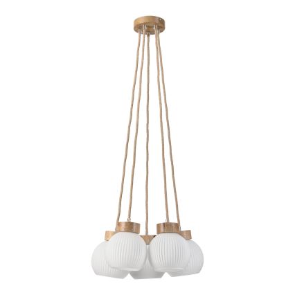 Suspension sur câble LOOMIS 5xE27/15W/230V 83 cm beige/chêne