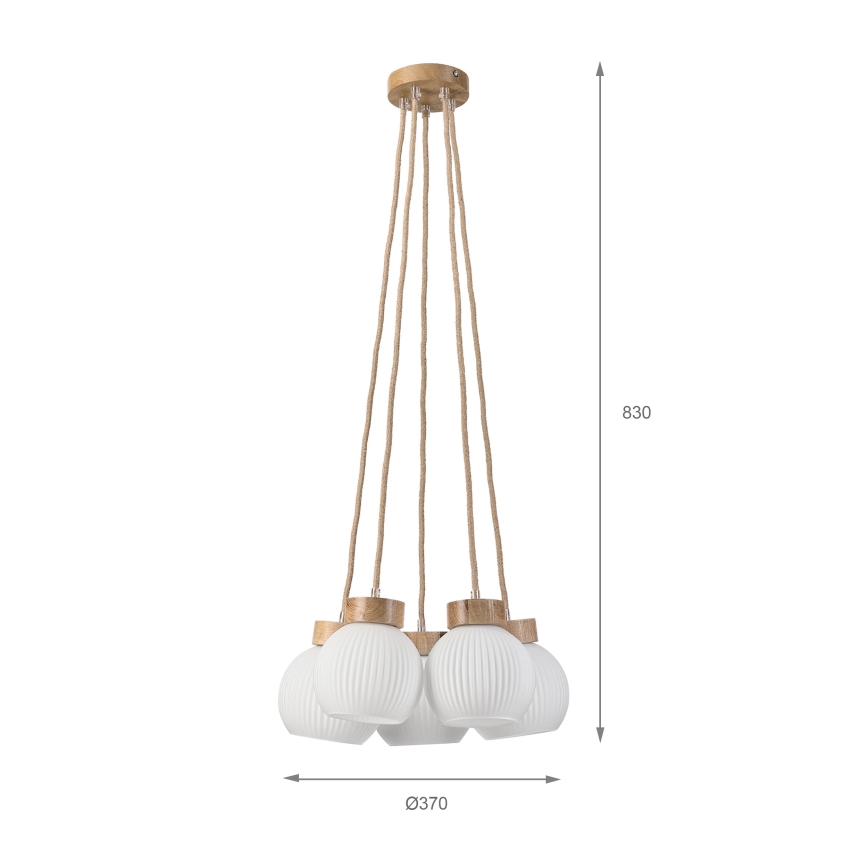 Suspension sur câble LOOMIS 5xE27/15W/230V 83 cm beige/chêne