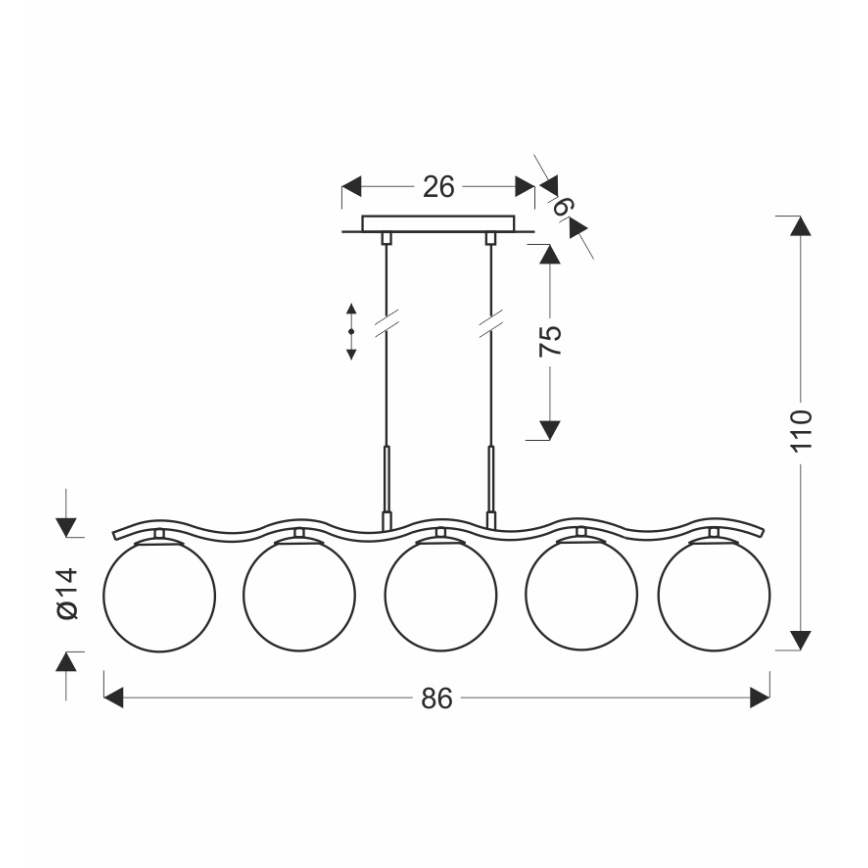 Suspension sur câble LUMOS 5xG9/20W/230V noir fumé