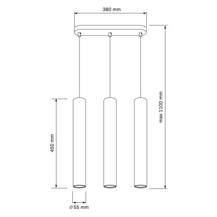 Suspension sur câble LUNGOMARE 3xGU10/10W/230V chrome mat