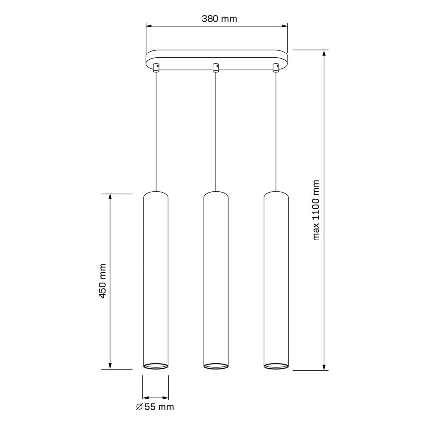 Suspension sur câble LUNGOMARE 3xGU10/10W/230V chrome mat