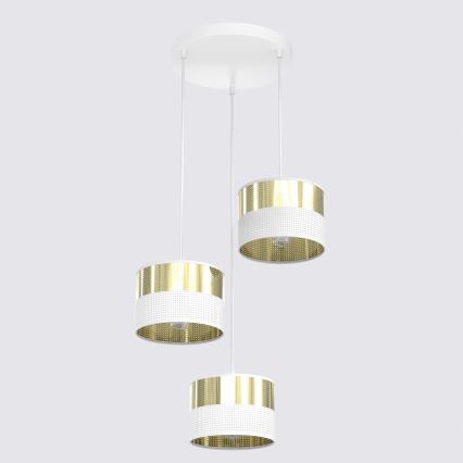 Suspension sur câble LUX 3xE27/15W/230V blanc/doré
