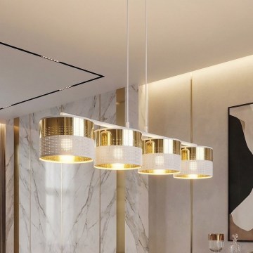 Suspension sur câble LUX 4xE27/15W/230V blanc/doré