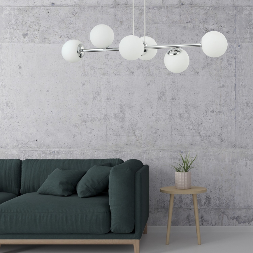 Suspension sur câble MADDIE 6xE14/5W/230V chrome brillant