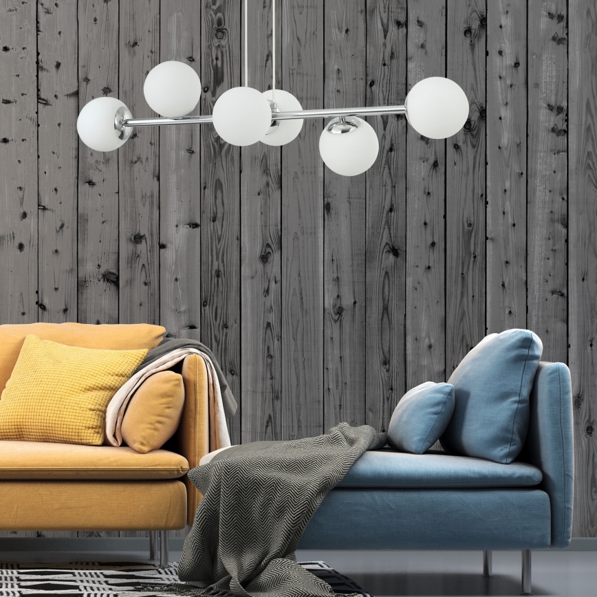 Suspension sur câble MADDIE 6xE14/5W/230V chrome brillant