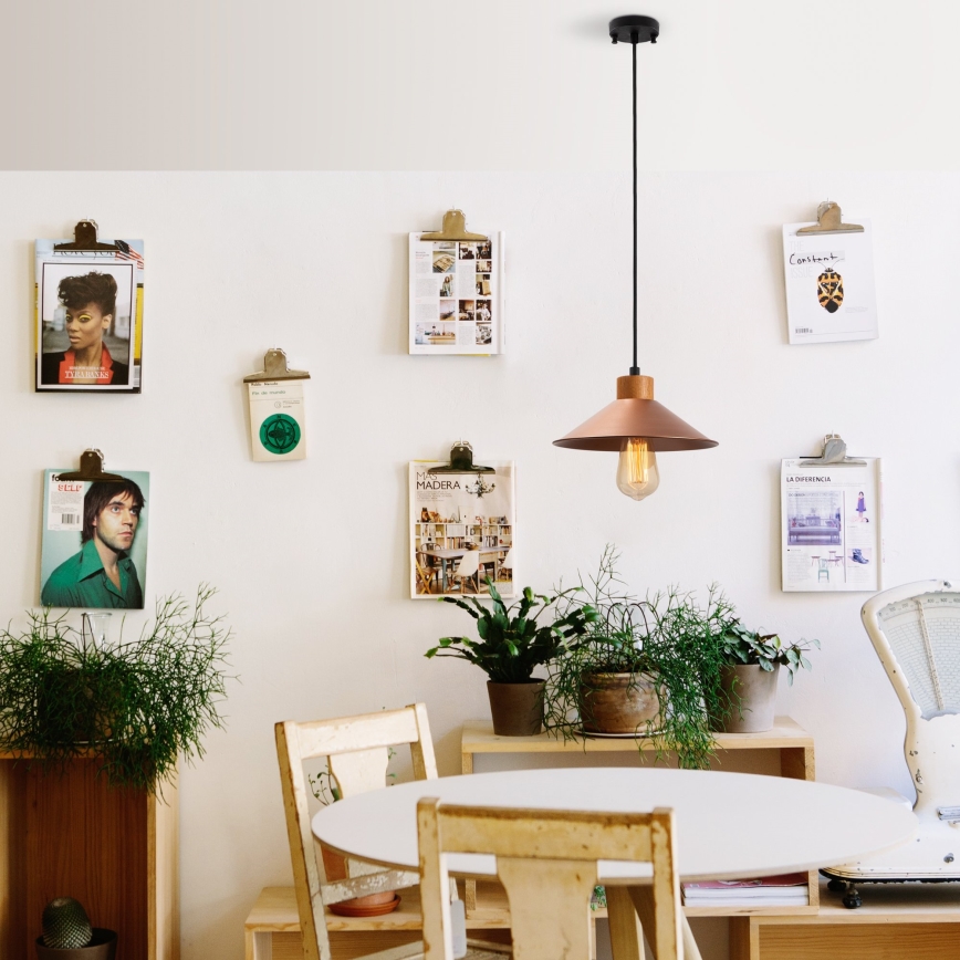 Suspension sur câble MANAVGAT 1xE27/40W/230V cuivrée/marron