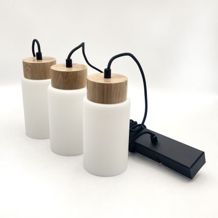 Suspension sur câble MARKUS 3xE27/15W/230V noir/chêne