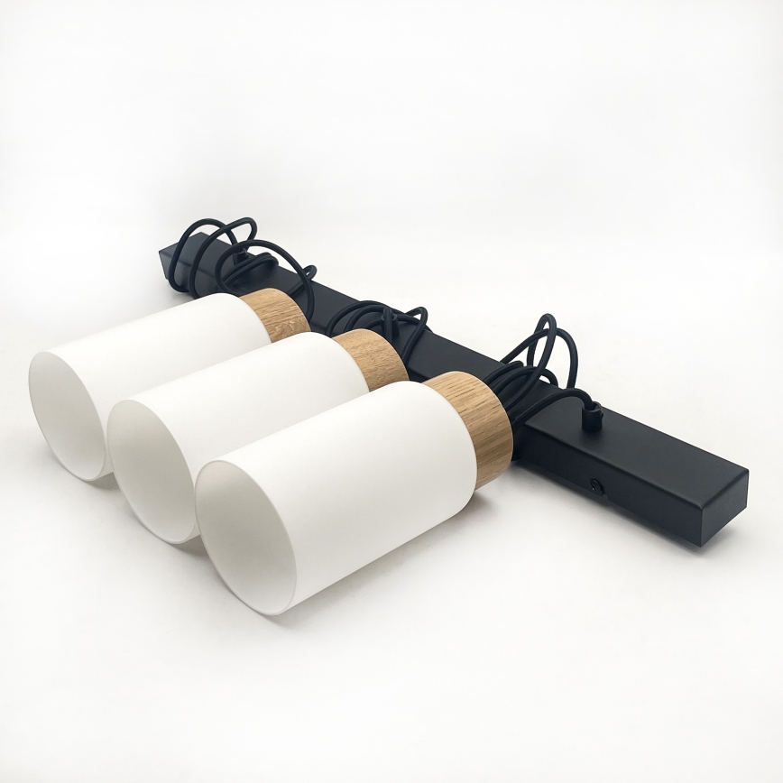 Suspension sur câble MARKUS 3xE27/15W/230V noir/chêne